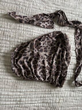 Leopard Print Strapless Bandeau Top with Scarf